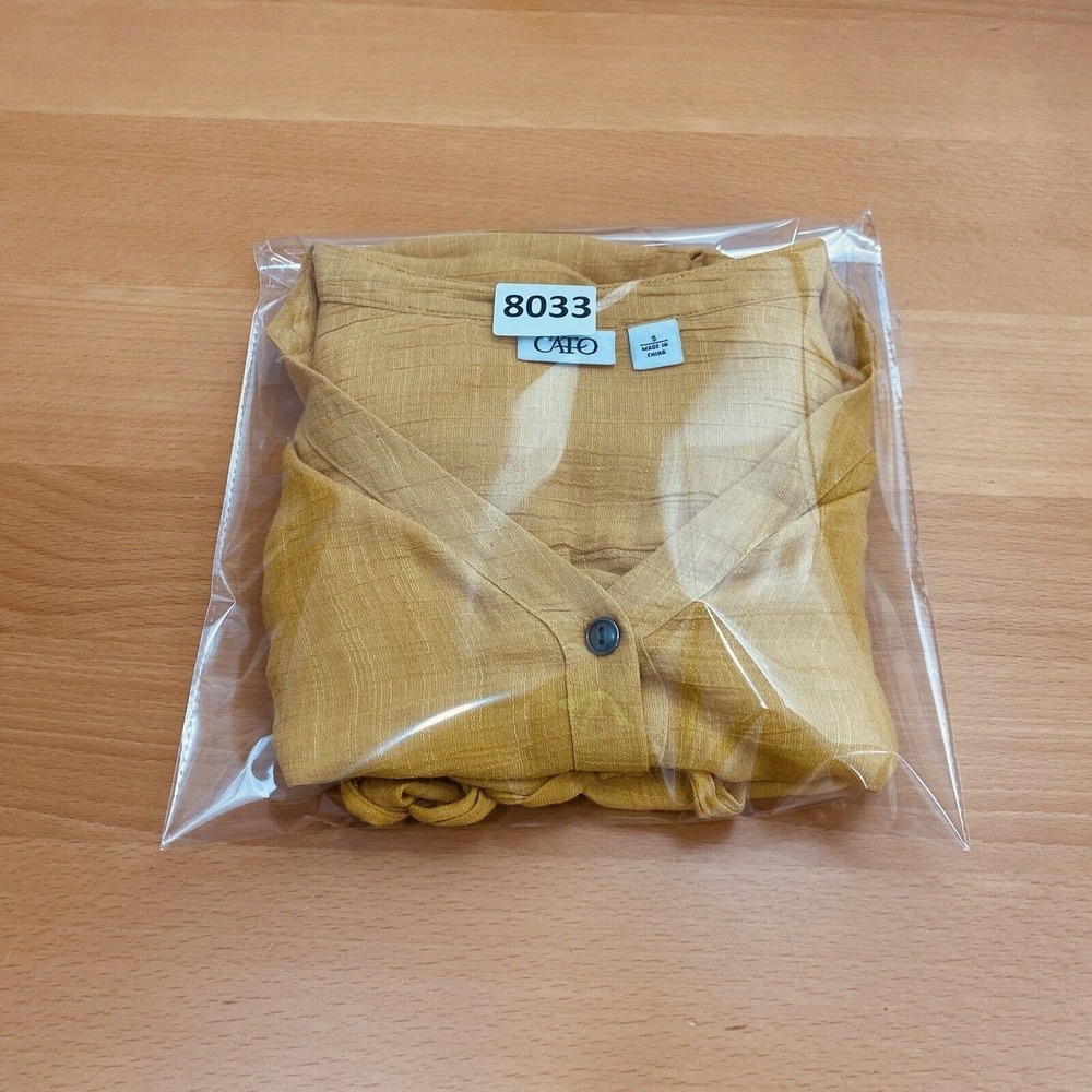 Cato Womens Blouse Top Small Yellow Cap Sleeve V-Neck Button-up - Picture 9 of 9